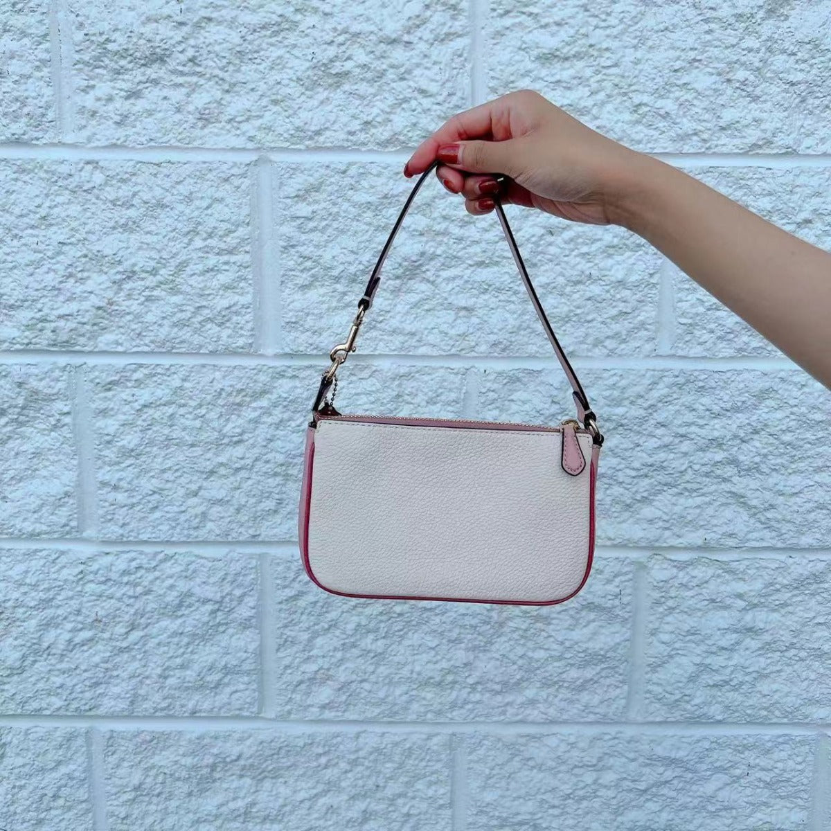 COACH CA797 Nolita 19 With Stripe Heart Motif In Chalk Multi COACH CA797 Nolita 19 With Stripe Heart Motif In Chalk Multi